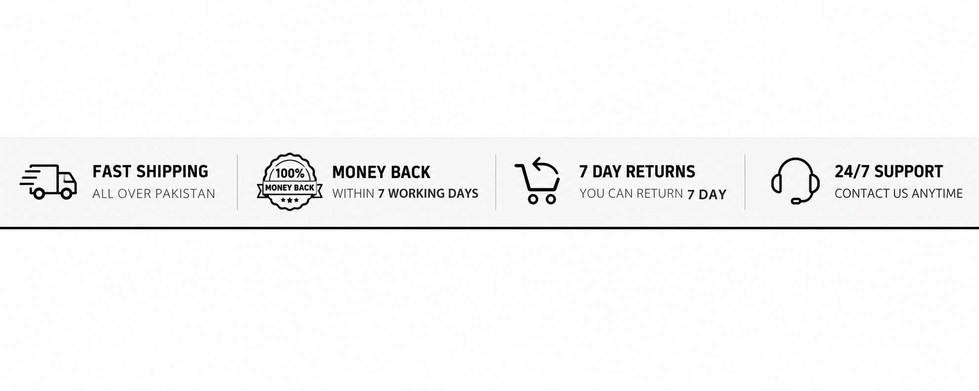 Fast Shipping, Money Back, 7 Day Returns, 24/7 Support
